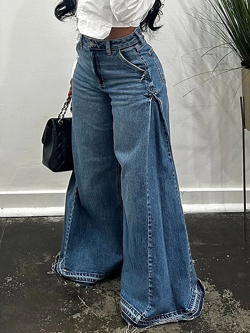 Y2K Flared Wide-Leg Jeans | MzStar Fashion | view 4