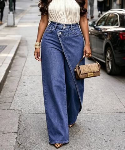Wrap-Front Straight Jeans | MzStar Fashion