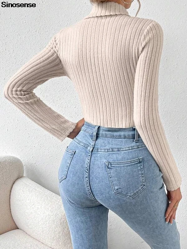 Ribbed Turtleneck Bodysuit | MzStar Fashion | view 5