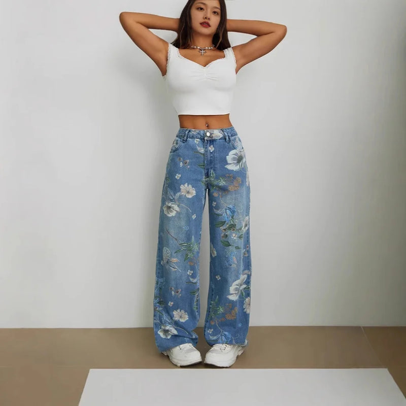 Printed Low-Rise Straight Jeans | MzStar Fashion | view 2