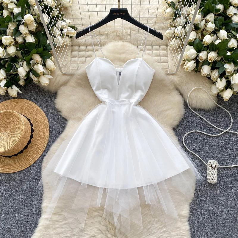 Mesh Strap A-Line Party Dress | MzStar Fashion