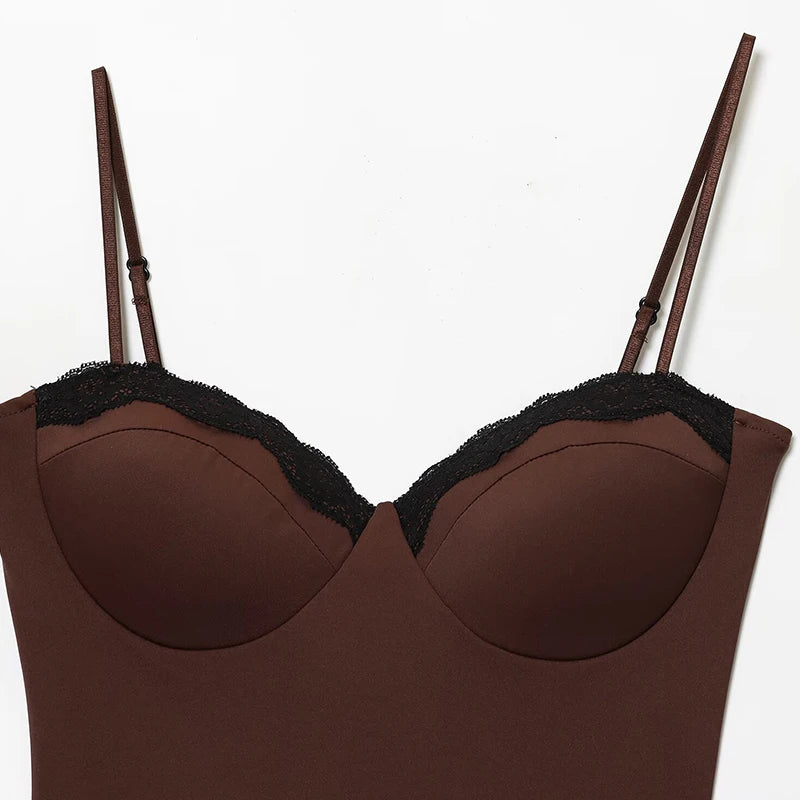 Brown Lace Bustier Cami | MzStar Fashion | view 8