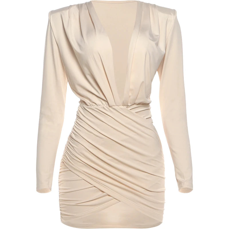 Ruched Deep-V Bodycon Dress | MzStar Fashion | view 4