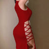 Mock Neck Bandage Split Dress | MzStar Fashion | view 7