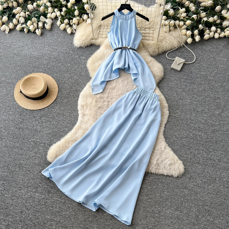 Halter Backless Two-Piece Set | MzStar Fashion