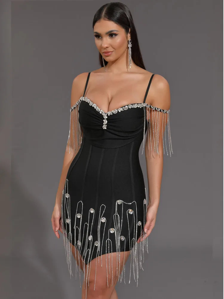 Crystal Beaded Bandage Mini Dress | MzStar Fashion | view 4