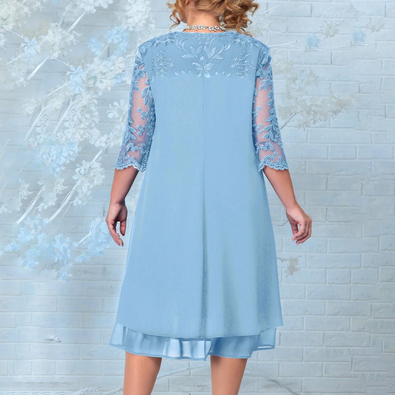 Plus-Size Lace Chiffon Dress | MzStar Fashion | view 3