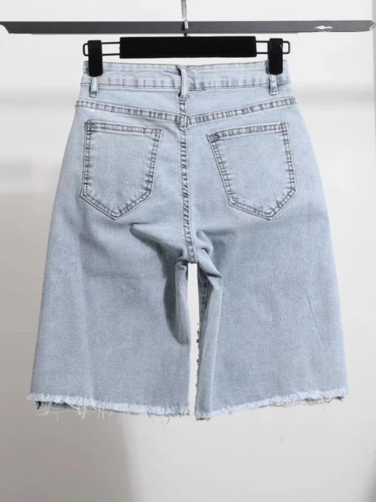 Sequin Splice Denim Shorts | MzStar Fashion | view 2