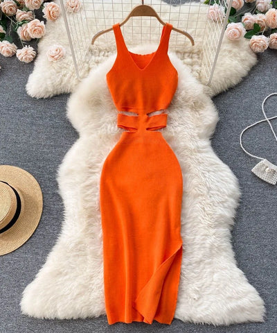 Waist Cut-Out Bodycon Midi Dress | MzStar Fashion