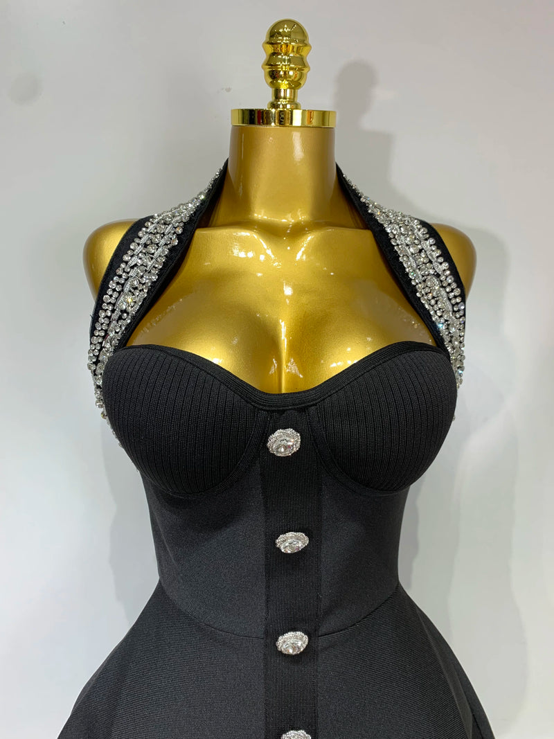 Rhinestone Bandage Halter Dress | MzStar Fashion | view 4