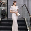Champagne Fishtail Evening Gown | MzStar Fashion | view 8