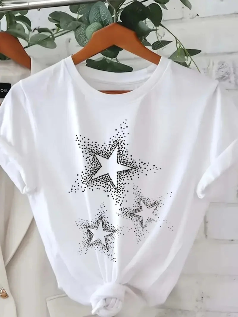 Star Print Black Tee | MzStar Fashion | view 8