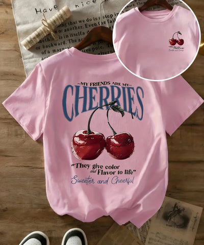 Cherry Print Oversized Tee