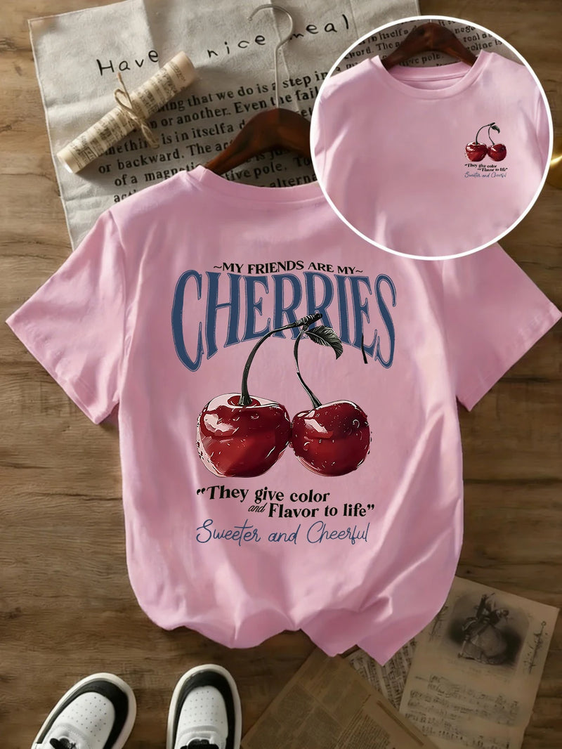 Cherry Print Oversized Tee | MzStar Fashion | view 2