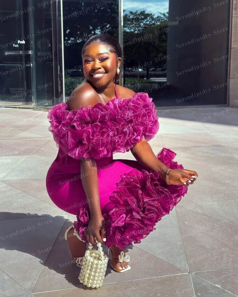Pink Velvet Off-Shoulder Dress | MzStar Fashion | view 2