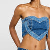Strapless Vest & Patchwork Jeans Set | MzStar Fashion | view 3