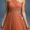 One-Shoulder Ruched Slit Gown | MzStar Fashion | view 4