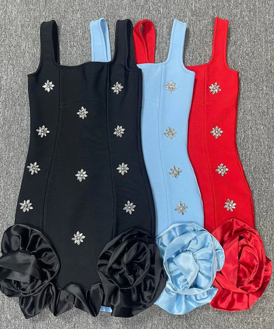 Crystal Flower Bandage Mini Dress | MzStar Fashion