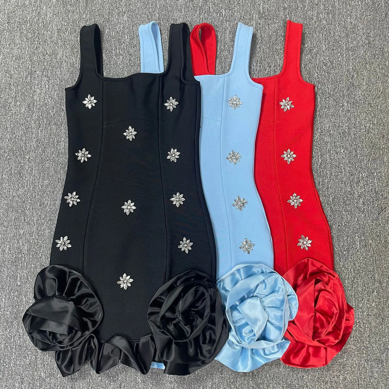 Crystal Flower Bandage Mini Dress | MzStar Fashion