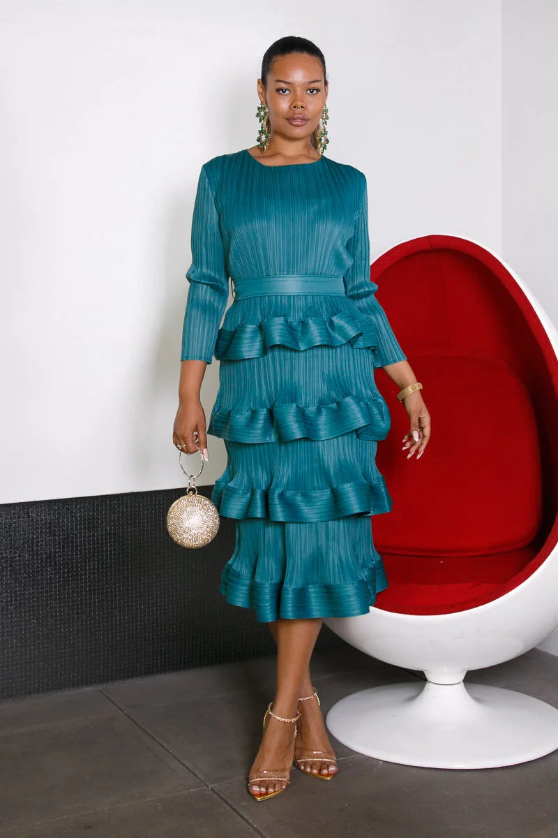 Tiered Ruffle Cake Midi Dress | MzStar Fashion | view 6