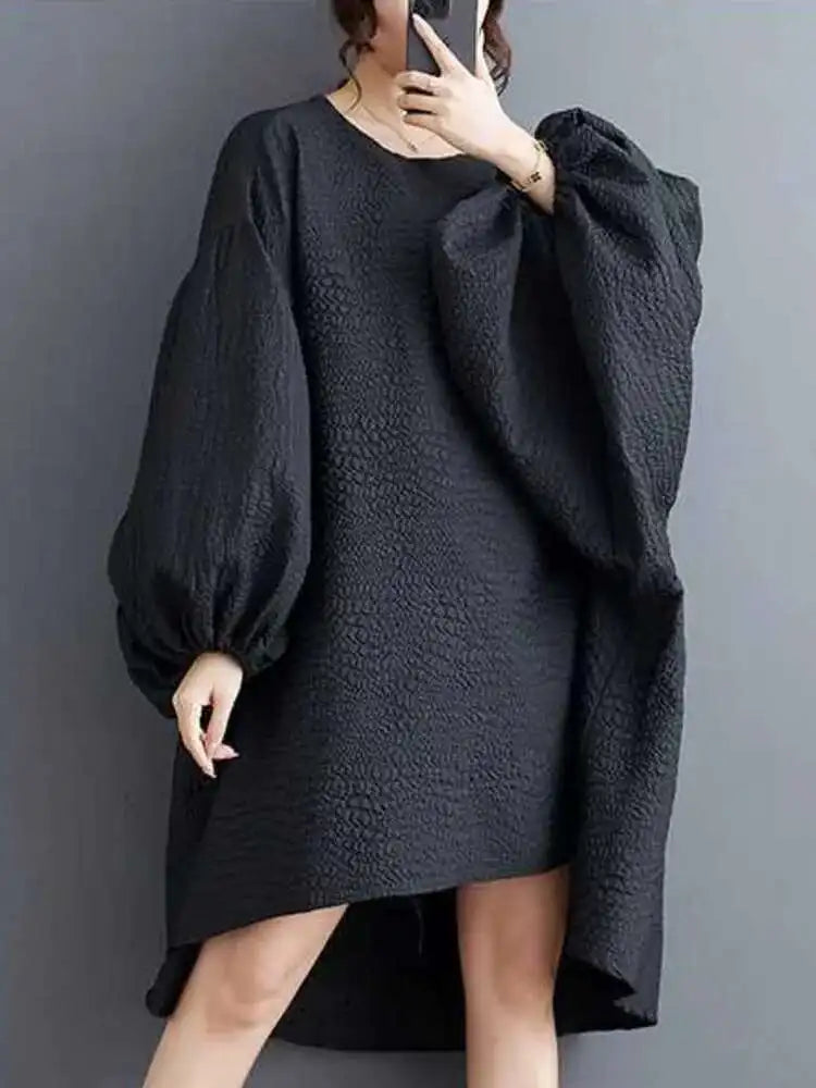 Asymmetric Hem Black Dress | MzStar Fashion | view 3