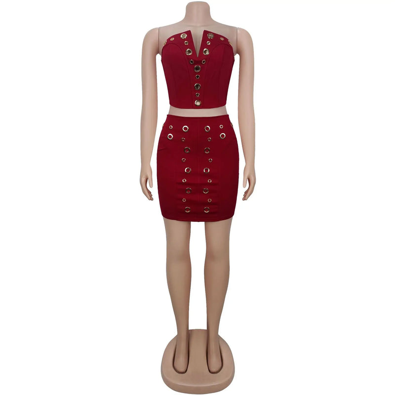 Geometric Knit Party Dress Set | MzStar Fashion | view 4