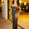 Black Lace Sheer Slit Maxi Dress | MzStar Fashion