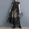 Black Print Stand-Collar Dress | MzStar Fashion | view 8