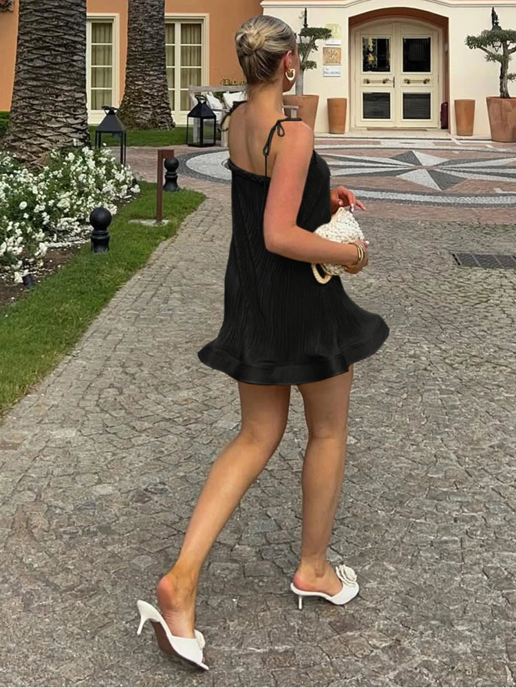 Silky Ruffle Strap Mini Dress | MzStar Fashion | view 4