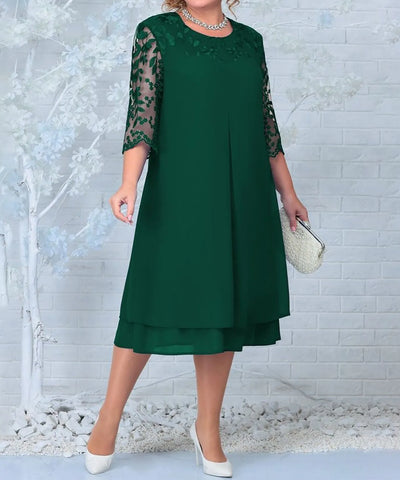Plus-Size Lace Chiffon Dress | MzStar Fashion