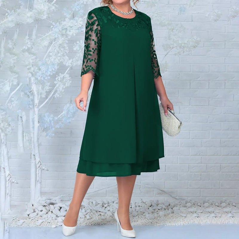 Plus-Size Lace Chiffon Dress | MzStar Fashion