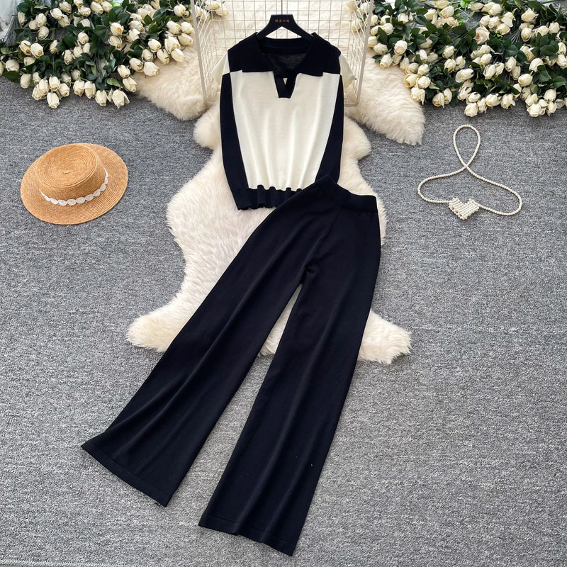 V-Neck Knit Two-Piece Set | MzStar Fashion | view 6