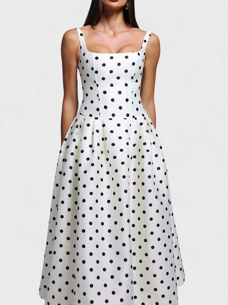 Polka Dot Strapless Maxi Dress | MzStar Fashion | view 5