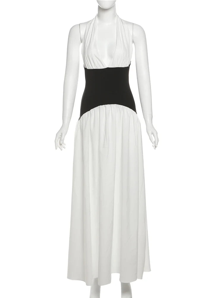 Contrast Halter Ruffle Beach Dress | MzStar Fashion | view 6