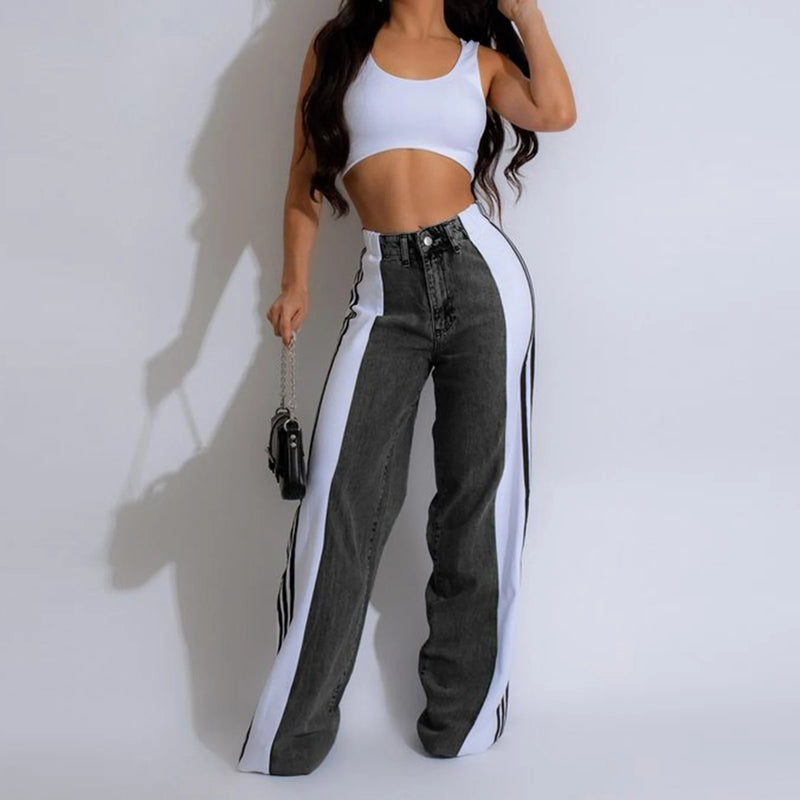 High Waist Striped Straight Leg Jeans | MzStar Fashion | view 7