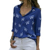 Butterfly V-Neck Button Blouse | MzStar Fashion | view 5