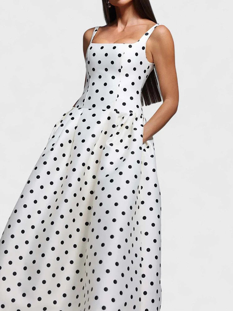 Polka Dot Strapless Maxi Dress | MzStar Fashion | view 4