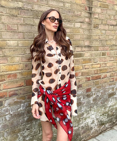 Polka Dot Mesh Slip Midi Dress