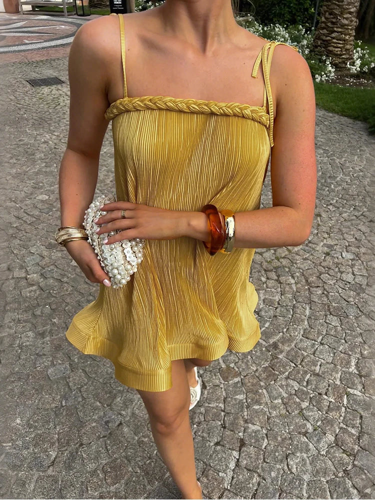 Silky Ruffle Strap Mini Dress | MzStar Fashion