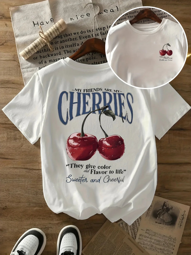 Cherry Print Oversized Tee | MzStar Fashion