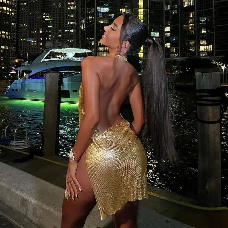 Sequin Halter Backless Party Dress | MzStar Fashion | view 8
