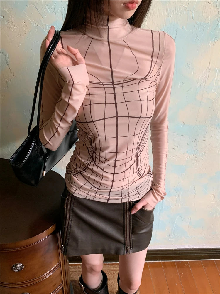 Sheer Mesh Turtleneck Top | MzStar Fashion | view 8
