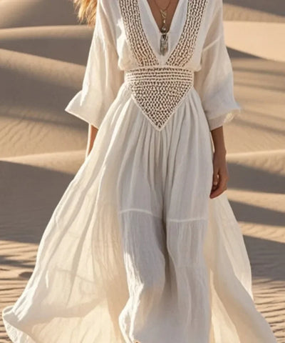 Breezy V-Neck Beach Dress