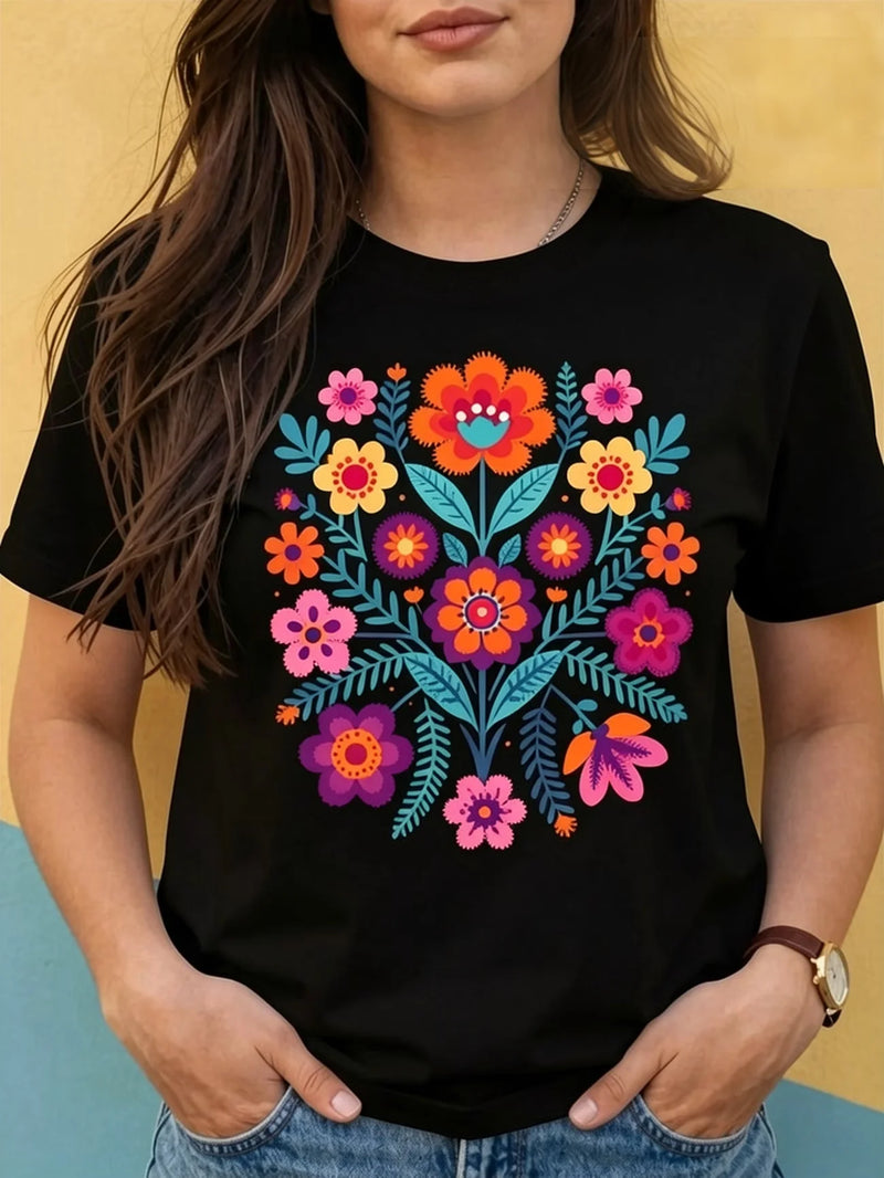 Folk Floral Graphic Tee | MzStar Fashion | view 6