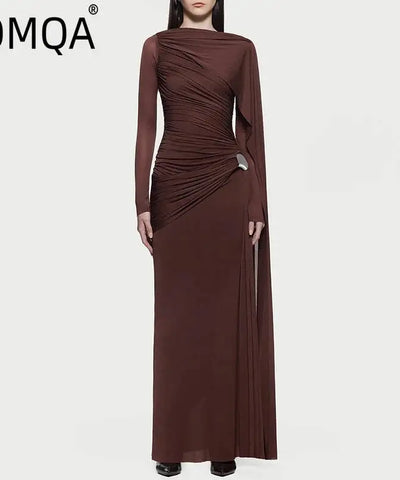 Ruched Asymmetric Maxi Dress | MzStar Fashion