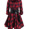 Red Plaid Belted Handkerchief Dress | MzStar Fashion