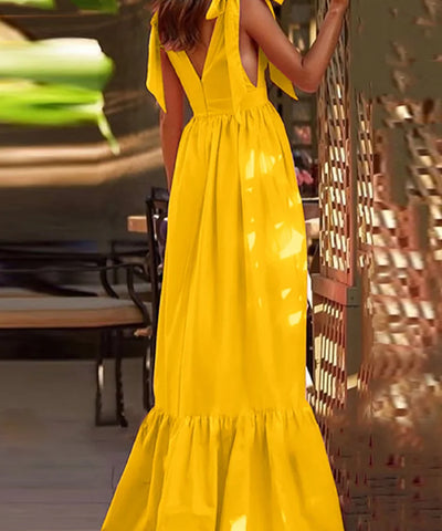 Bowknot Backless Maxi Dress