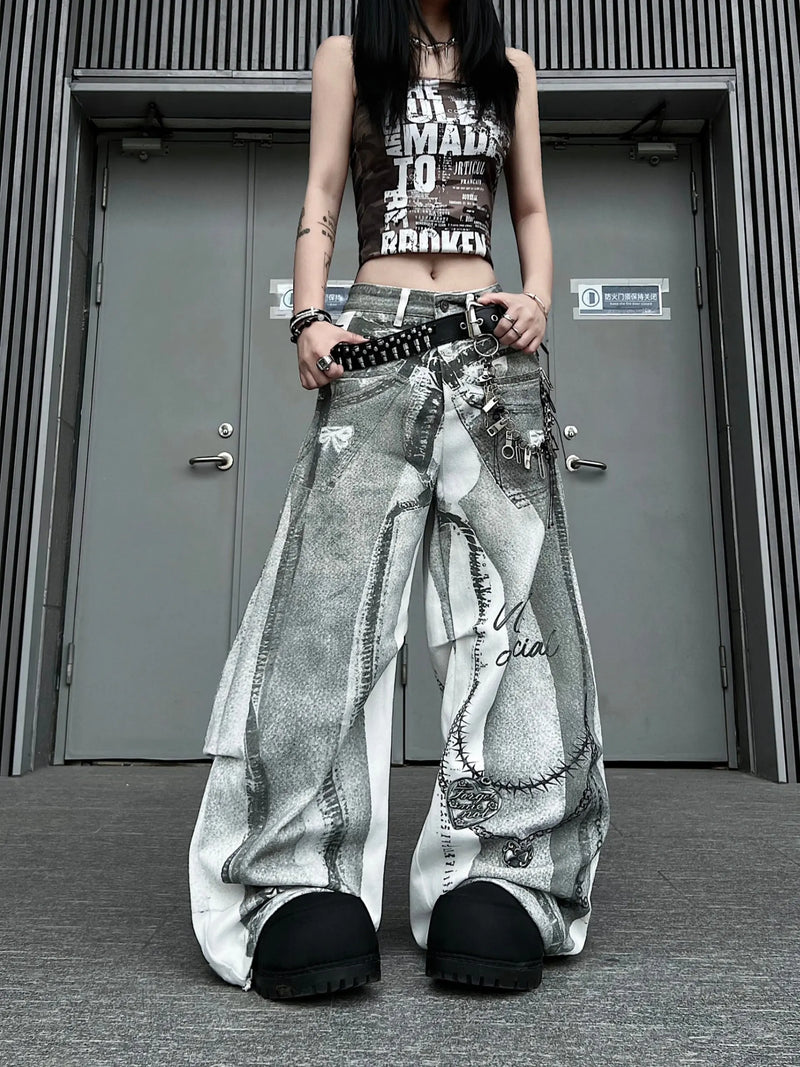 Tie-Dye Print Wide-Leg Jeans | MzStar Fashion | view 2