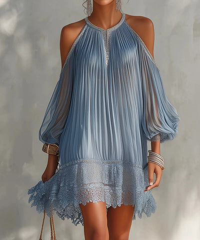 Off-Shoulder Lace Beach Mini Dress | MzStar Fashion