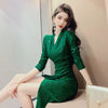 Slim V-Neck Midi Dress | MzStar Fashion
